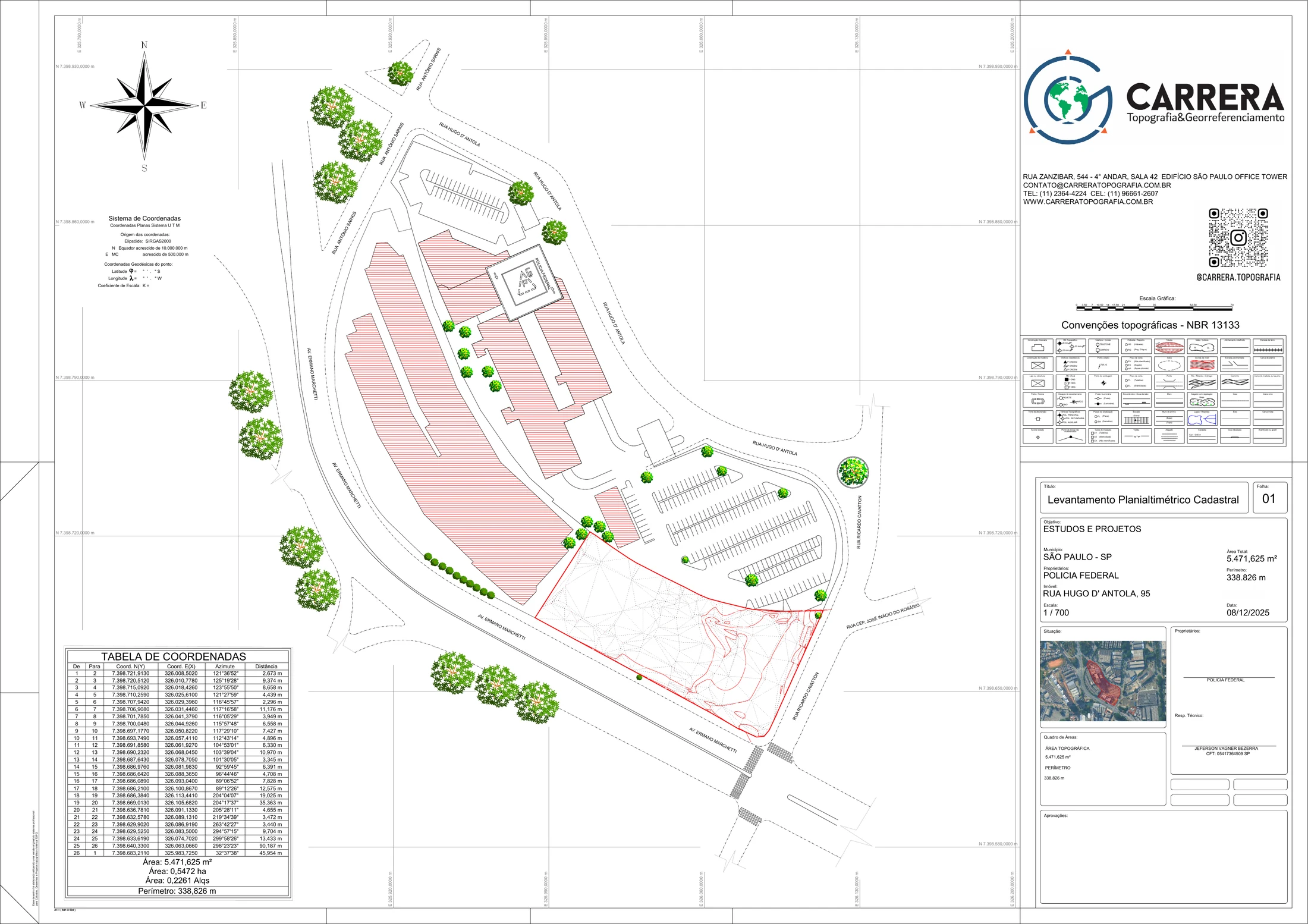 Planta topográfica do acervo técnico da Carrera Topografia