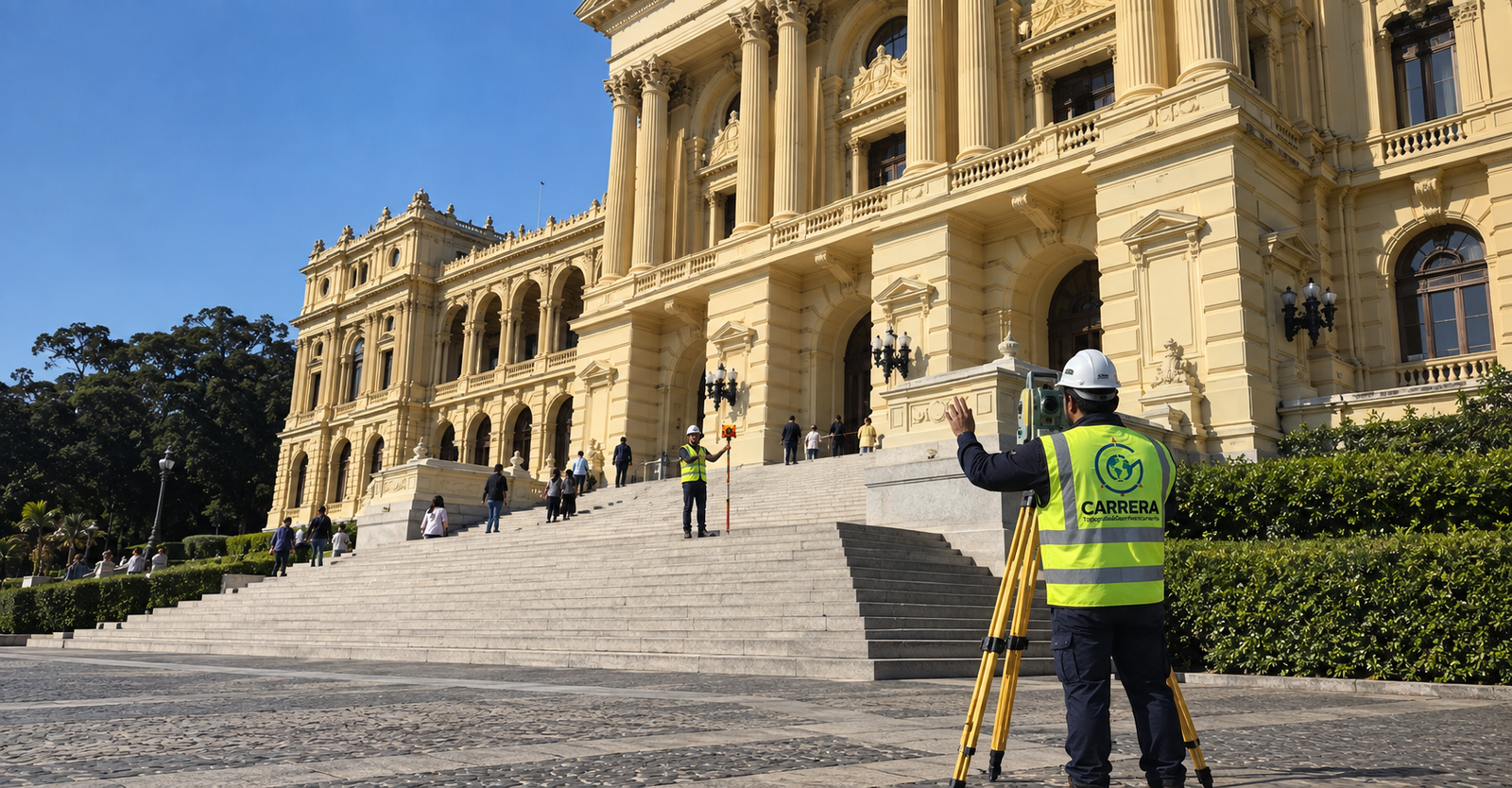 Levantamento topográfico no Museu do Ipiranga em São Paulo