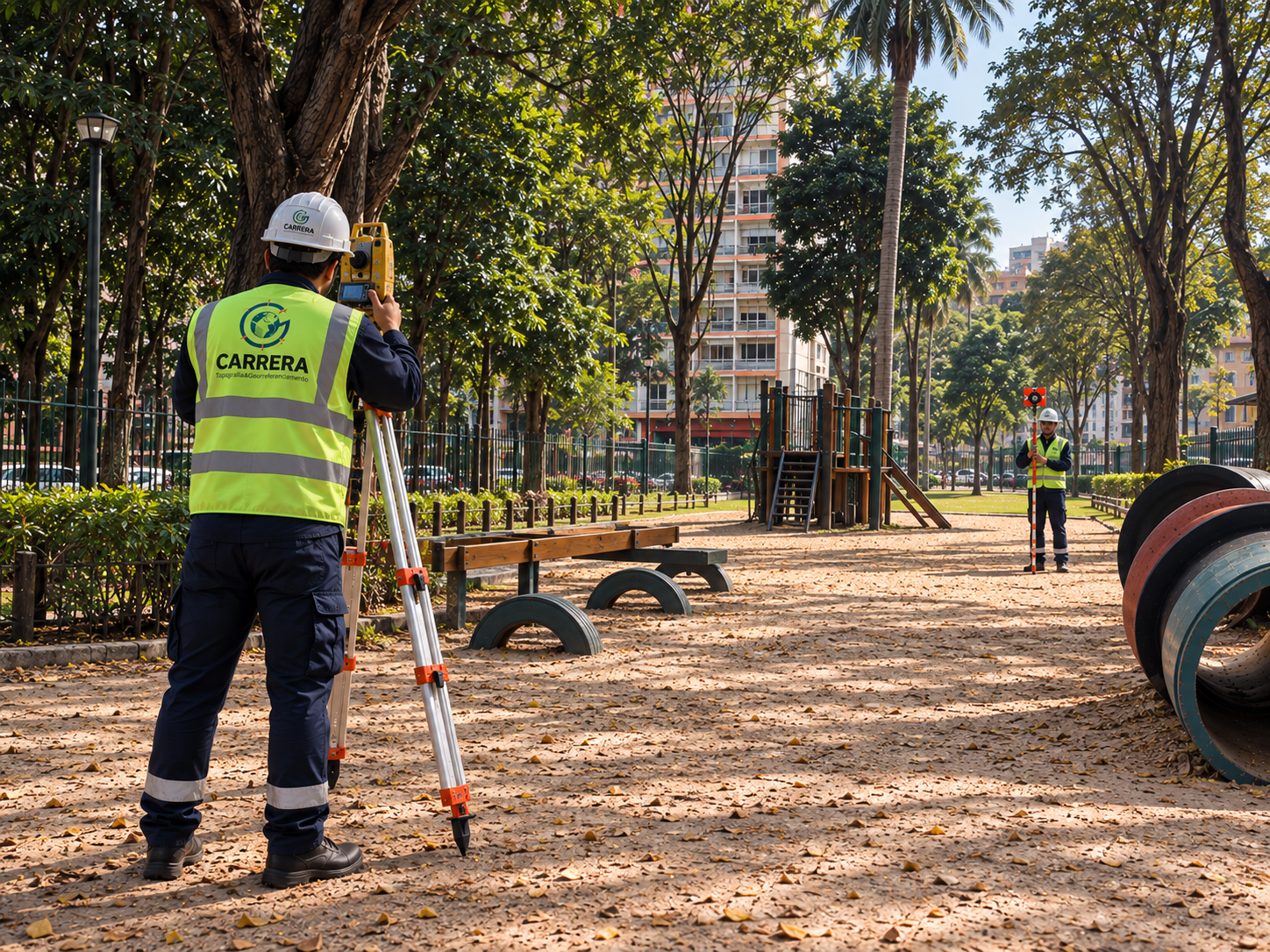 Levantamento topográfico no Jardim da Luz